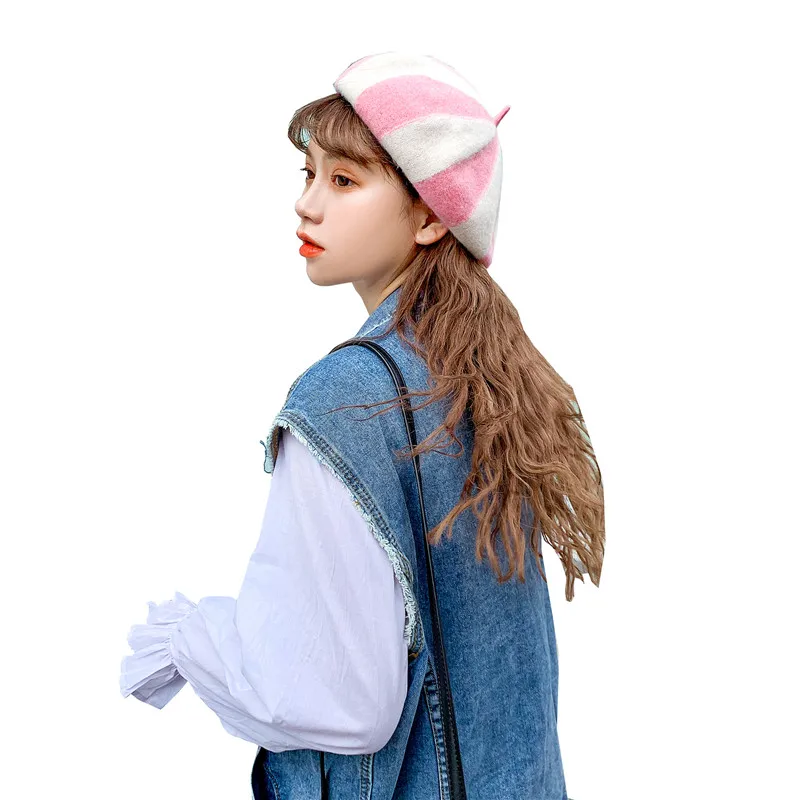 Мягкий флок 2 цвета панельные корейский стиль wo мужские s фетровые береты унисекс Зимние Головные уборы Теплая шапка для мужчин и уха Теплый берет mutze