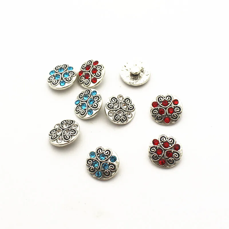 

20pcs/lot flower metal crystal alloy button 12mm Snap Buttons Fit DIY Snap Bracelet Snap Button Charms jewelry