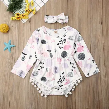 

US 2PCS Autumn Clothes Newborn Baby Girl Clothes Floral Romper Jumpsuit Bodysuit Outfits 0-24 months