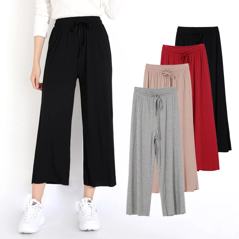 Comfortable Solid Modal Long Home Pants Novelty Women Sleep Bottoms