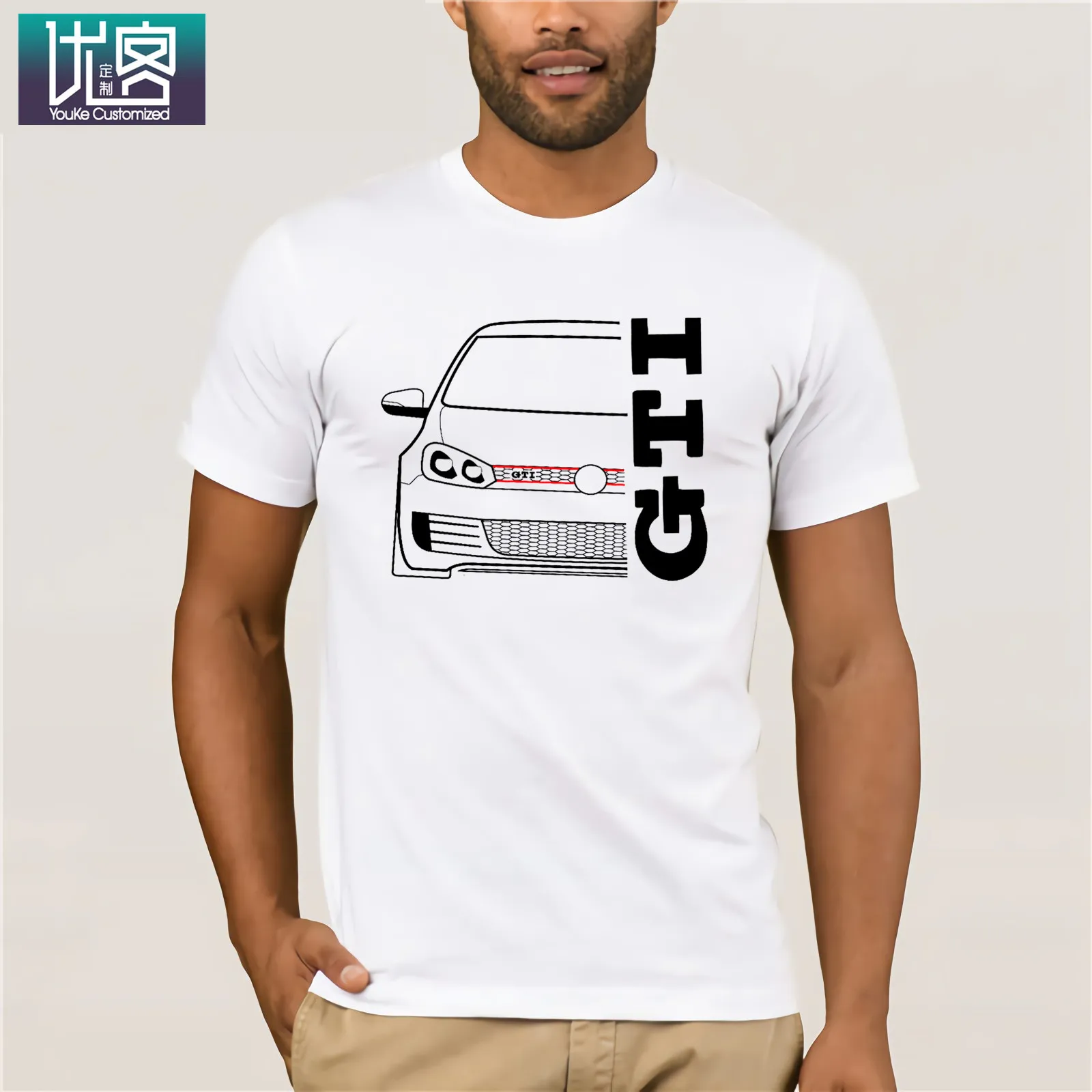 Herren футболка gti-schriftzug Rot эмблема с логотипом Golf 1 2 3 4 5 6 7 Авто Футболка Одежда популярная футболка с круглым вырезом