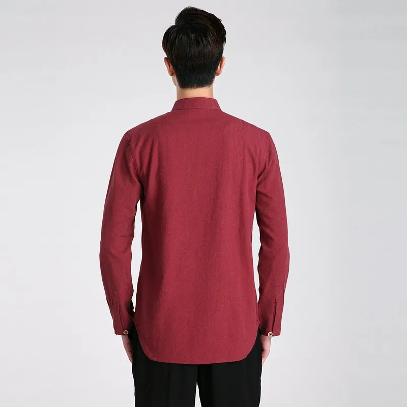 New Arrival Burgundy Chinese Men Kung fu Uniform Cotton Tai Chi Suit Vintage Button Clothing M L XL XXL XXXL 2605