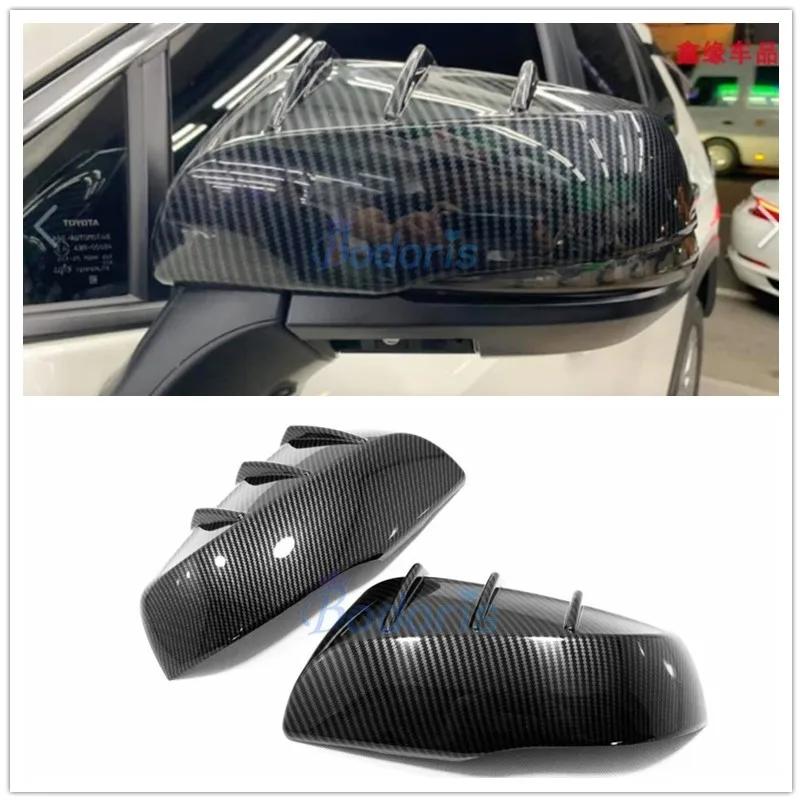 

For Toyota RAV4 XA50 2019 Carbon Fiber Color Side Wing Door Mirror Cover Rear View Overlay Trim Car Styling Accessories