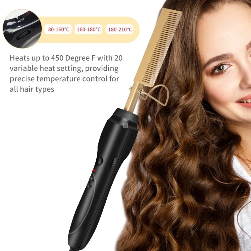 Hair Straightener Hot Heating Flat Irons Wet Dry Use Brush Comb Hair Straight Styler Corrugation Curling Iron Hair Curler Comb (21)