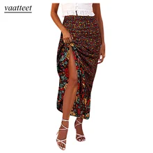Vaatteet новая сексуальная модная женская длинная кружевная юбка с цветочным принтом и неровным подолом с оборками