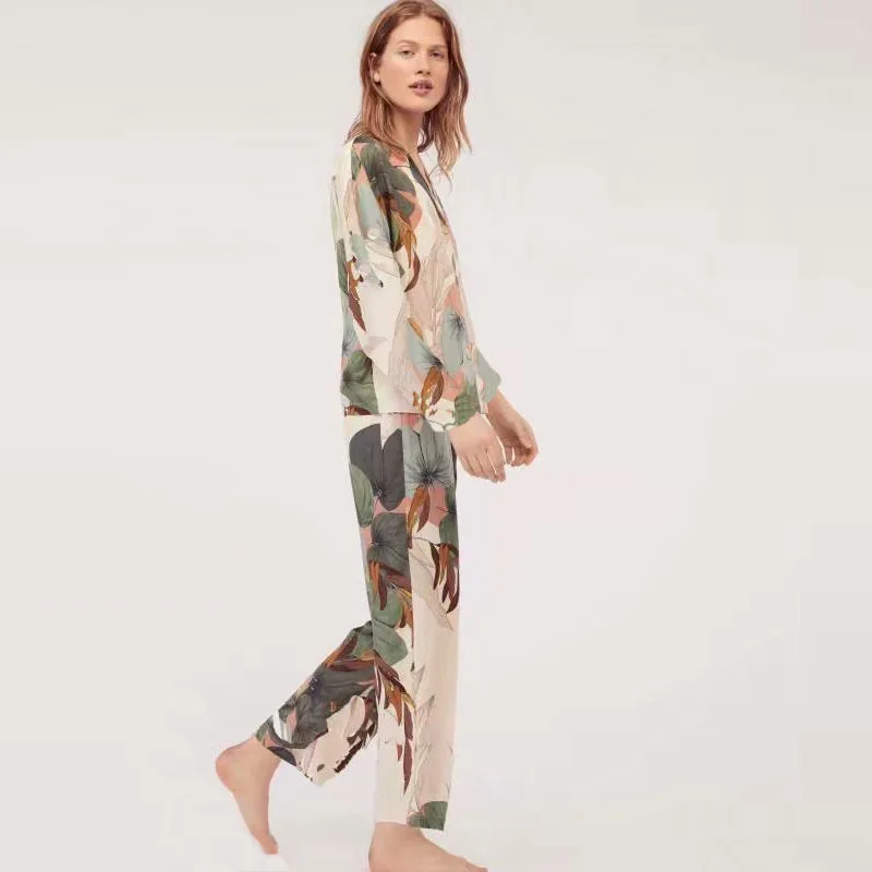 2020 модные европейские весенние летние женские хлопковые Пижамные комплекты с