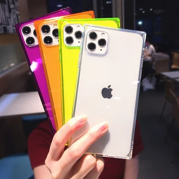 

Fashion 6D Square Phone Case For iPhone 11Pro Max XR XS Max XR 7 8 6 6S Plus TPU Back Cover Soft Silicone Transparent Coque gift