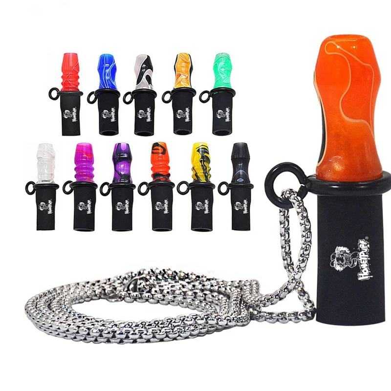 New Fashion Resin Hookah Resin Silicone Hookah Nozzle Hookah Water Pipe Fitting with Metal Chain