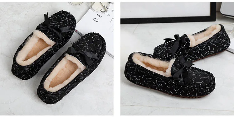 MIYAGINA Natural Fur Genuine Leather Women Flat Shoes New Fashion Women Moccasins Casual Loafers Plus Size Winter shoes