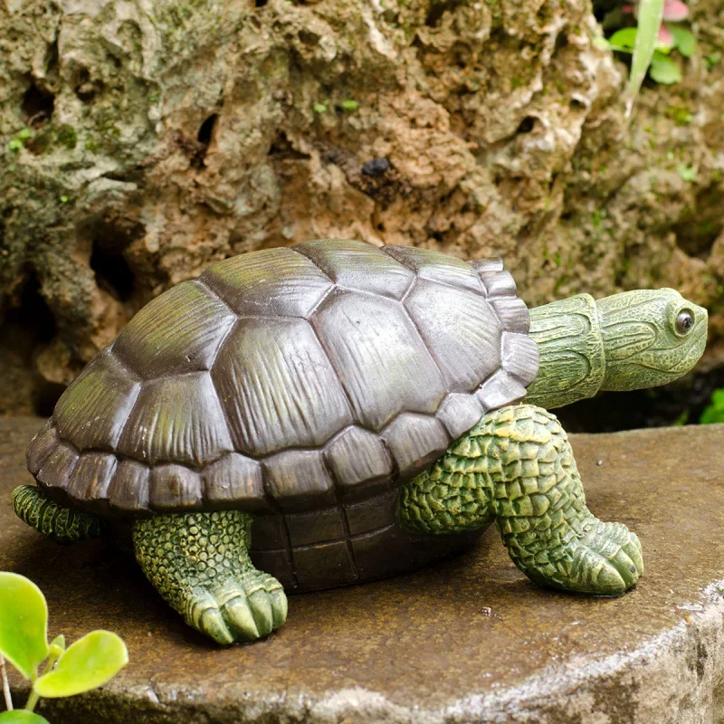 Statue de tortue verte en résine, jolie Sculpture de jardin d'extérieur,  étang, magasin, bonsaï, décoration pour la maison et le jardin - AliExpress