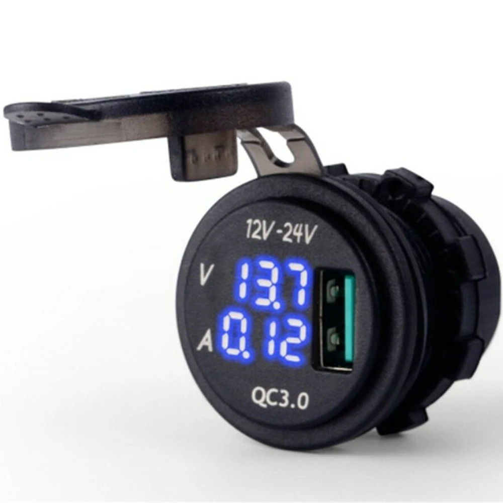 

Blue Socket Motorcycle USB Fast Meter Voltage Waterproof Useful Durable