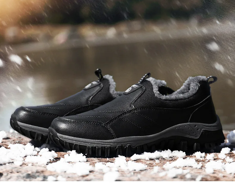 Мужские кроссовки рыбацкий трекинговый обувь водонепроницаемые для туризма в поход спортивные ботильоны зимние плюшевые теплые кожаные зимние ботинки