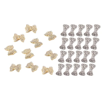

30pcs 3D Rhinestone Bow 3D Alloy Nail Tablets DIY Nail Ornaments Alloy Butterfly Bow Tie Glitters Slices to Get Nail Art DIY Dec