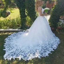 Vestido De Noiva свадебное платье со шлейфом элегантное кружевное платье с аппликацией для сада Свадебные платья «Принцесса»