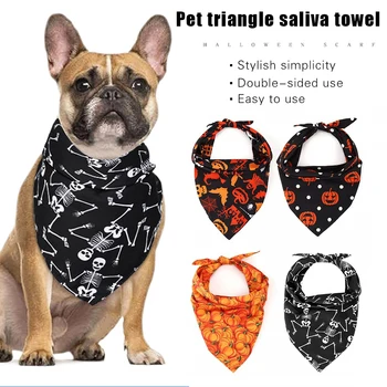 

4pcs Pet Triangle Saliva Scarf Adjustable Dog Towel Bib for Halloween Decor Waterproof Halloween Neckerchief