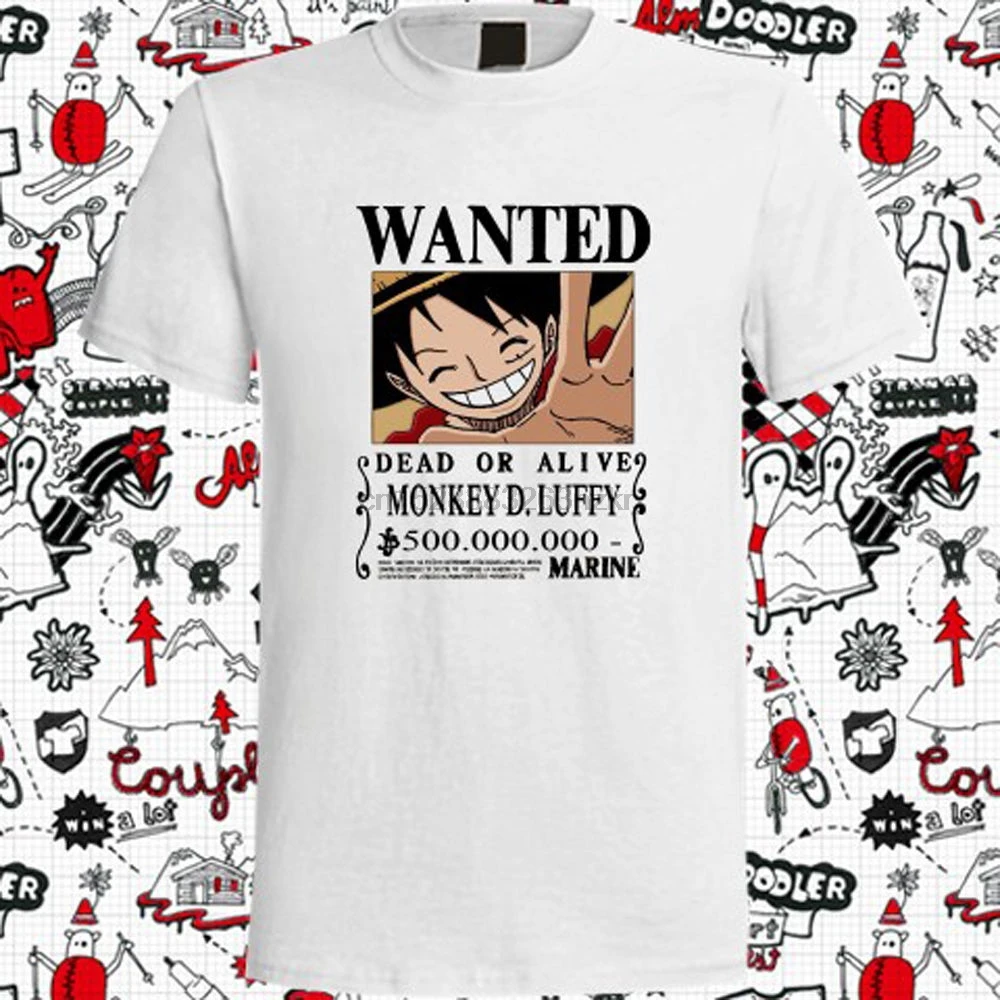 Новинка One Piece Wanted Monkey D Luffy Bounty мужская белая футболка размер S до 3XL Мужская черная