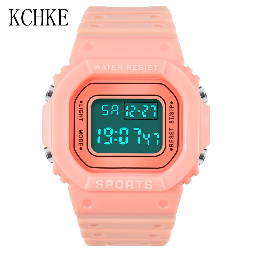 

KCHKE Simple Dial Sport Watch Women Digital LED Waterproof Watch Date Outdoor Electronic Watch Relojes Digital Mujer