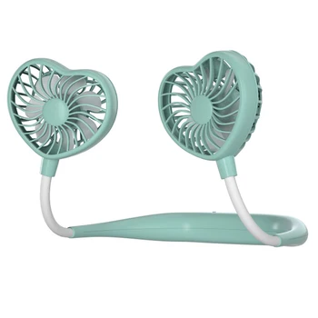 

Neck Fan Rechargeable Rotatable Mini USB Round Heart-shaped Personal Fan with 3 Level Air Flow 7 LED for Office Travel Outdoor