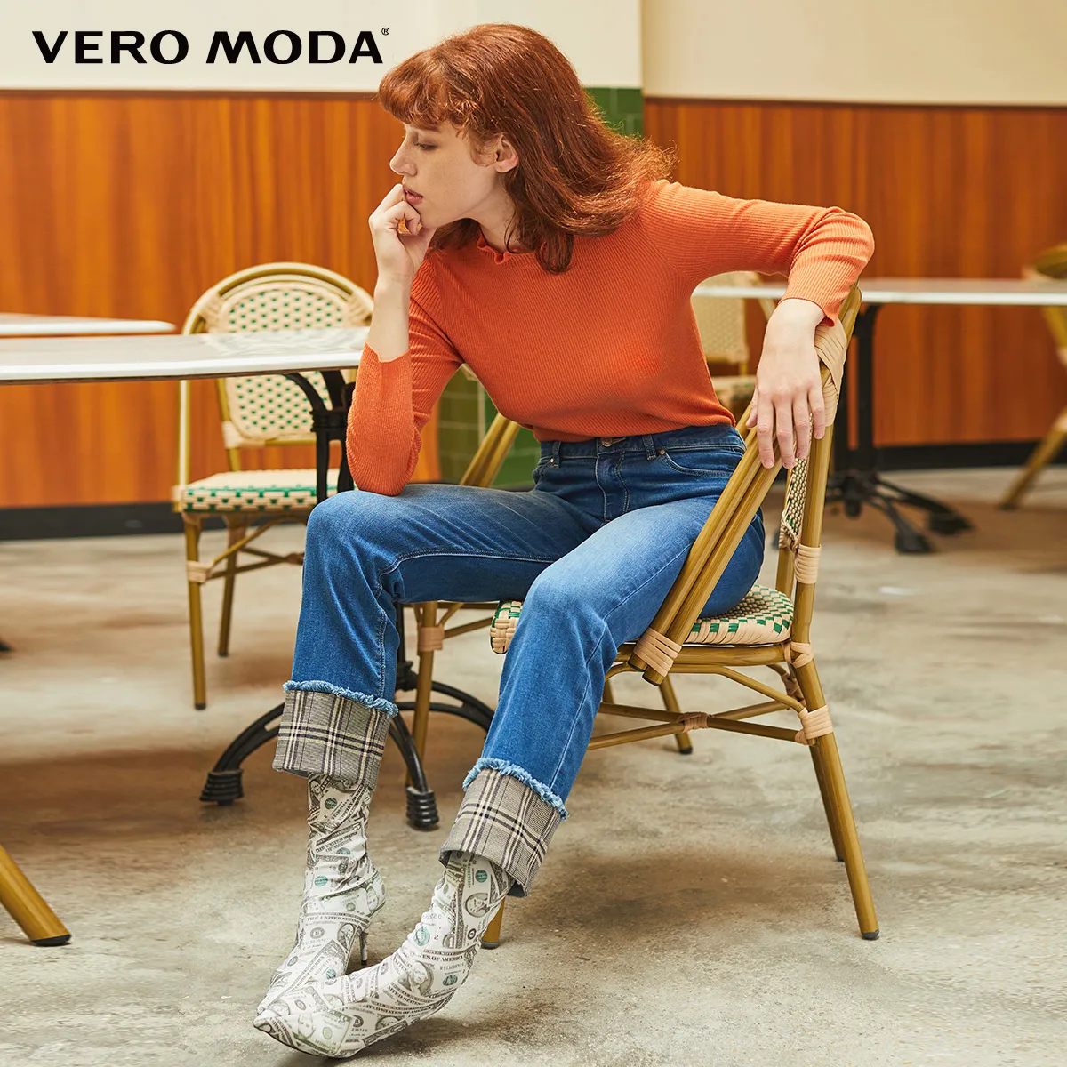 Vero Moda Новая женская облегающая с лепестковым воротником шерстяная вязка | 319324553
