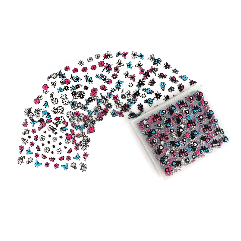

1Set Nail Sticker Butterfly Flower Colorful Nail Art Decoration Strawberry Feather Leaves Decals Adhesive Nail Tips For Manicure