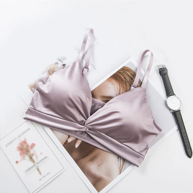 2021 Female Summer Crop Tank Top Women Fashion Deep V Lace Bras Embroidery Floral Tank Top Bra Wrapped Chest Camisole Padded Bra purple 2