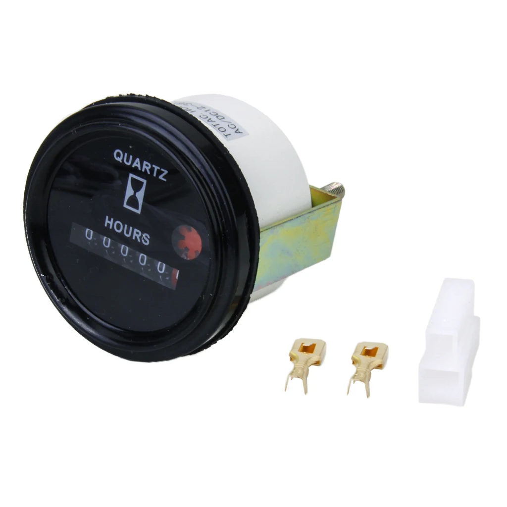 DC / AC 12-36V Quartz Hour Meter Gauge, Round Shape, For Fork lifts, Buses, Trucks, Golf Carts, Vehicles