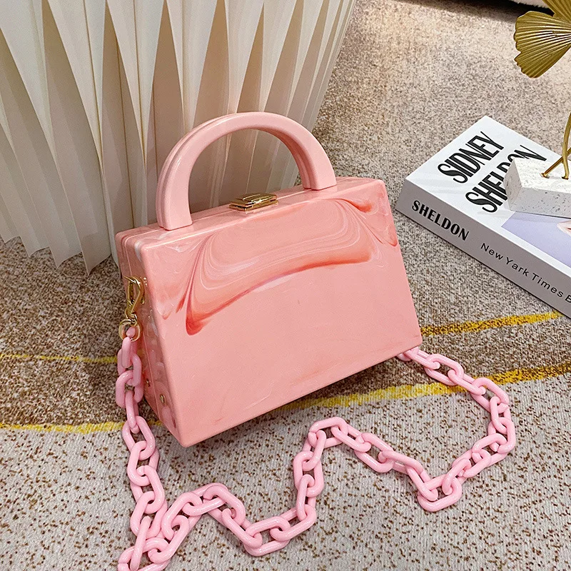 Acrylic Box Chain Shoulder Bag  Mini Women Acrylic Clutch Bag - Handbag  Women Party - Aliexpress