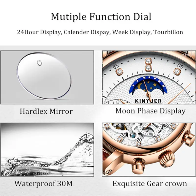 KINYUED натуральная кожа турбийонные автоматические механические часы мужские часы лучший бренд класса люкс reloj hombre relogio masculino