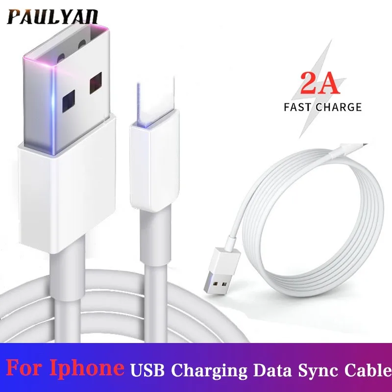 Usb-кабель для быстрой зарядки, usb-кабель для зарядки и синхронизации данных для iPhone X, 8, 7, 6, 6S Plus, 5, 5S, для iPad Air, зарядный шнур, 1 м, 2 м, кабель из ПВХ