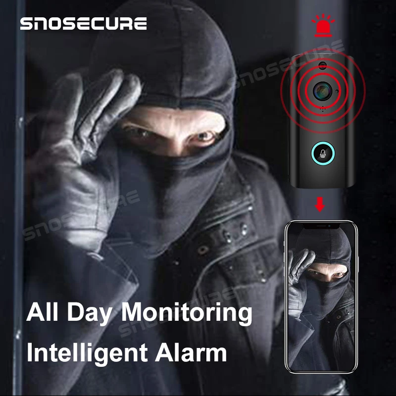 SNOSECURE Wireless WiFi Video Doorbell I Camera 720P Ring Door Bell Video Intercom Two Way Audio XSH APP Infrared Night Vision