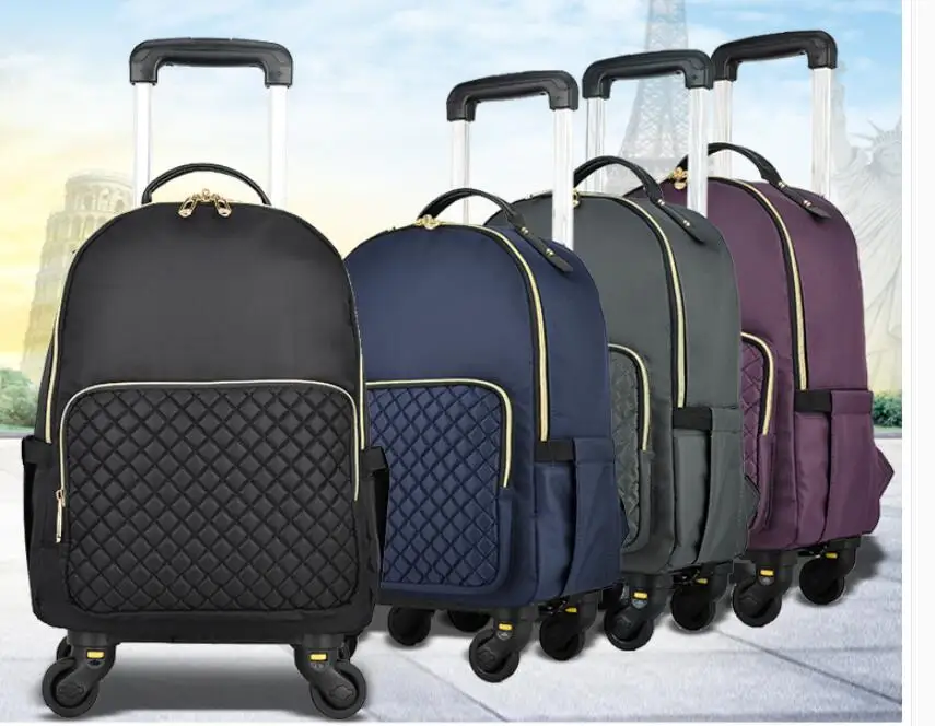 18 дюймов Для женщин Путешествия Чемодан рюкзак сумка на колесиках с отделами рюкзак багажный чемодан для Для женщин рюкзаки на колесах сумки для ручной клади