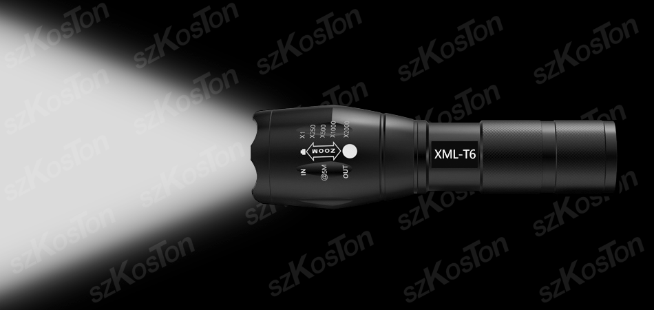 T6 XML LED Lampe de Poche Tactique Super Lumineuse - Zoom et Mise Au T6 XML LED Lampe de Poche Tactique Super Lumineuse - Zoom et Mise Au