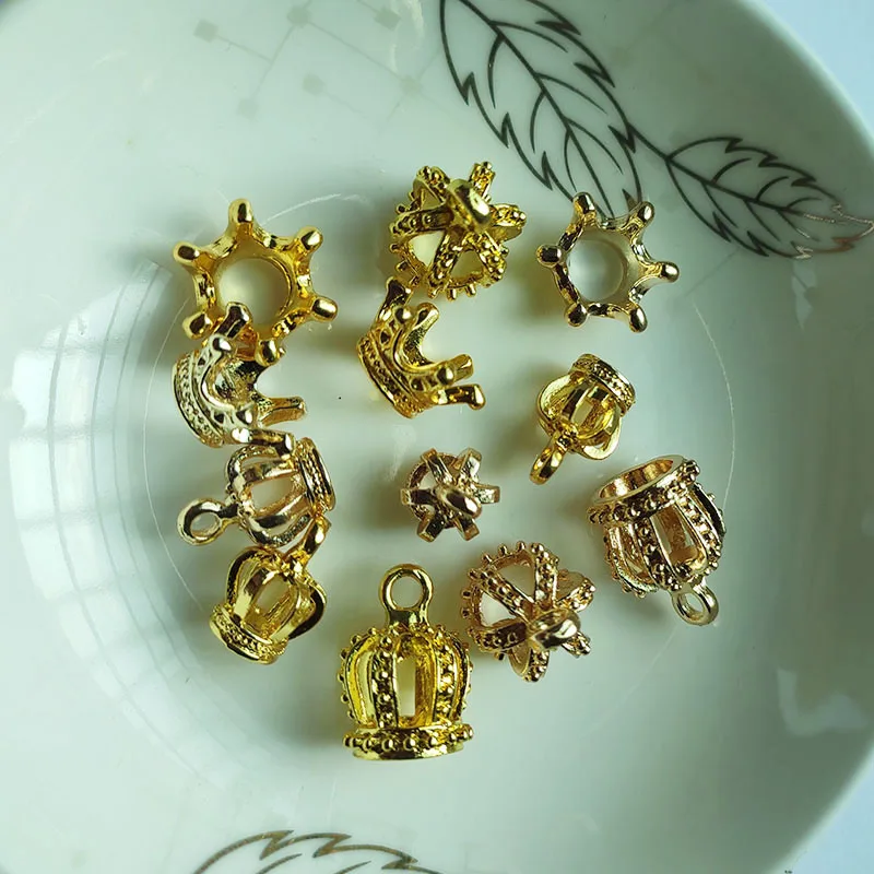 

10pcs/lot 3D Crown Bezel Metal Frame Pendant Charm Bezel Setting Cabochon Setting UV Resin Charm Necklace Earring Finding