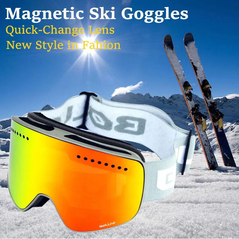 Magnetic Ski Goggles Double Layer Polarized Lens Skiing Anti-fog