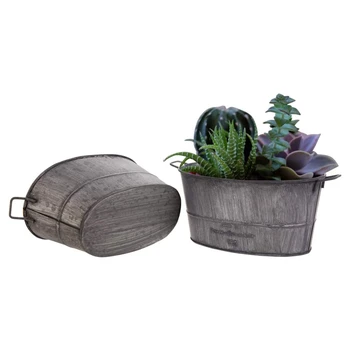 

Garden Plant Pot Decorative Vintage Succulent planter Zinc coat Bucket Boxes Flower Pot Barrel Patio Yard Gardening Home