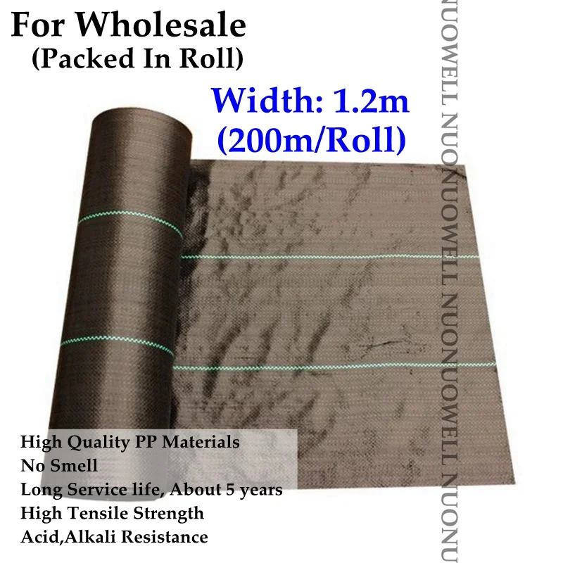 Width 1.2m(L 200M) 75 г, 100~ 200 м/рулон, черный коврик, сельскохозяйственный коврик для управления прополкой, противотравяной коврик для земли, сельскохозяйственный сад, сорняки, барьер, коврик - Цвет: Width 1.2m(L 200M)