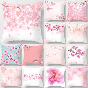 

Peach Flower Pattern Decorative Cushions Pillowcase Polyester Cushion Cover Throw Pillow Sofa Decoration Pillowcover 40909