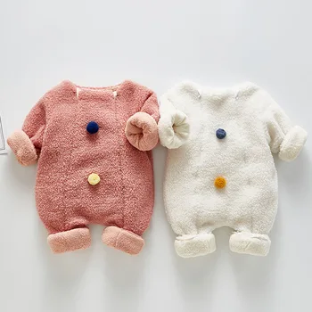 

2019 Fleece Infant Baby Romper Kid's Overalls Newborns Funny Clothes Thicken Cute Jumpsuit For Baby Winter Snowsuit