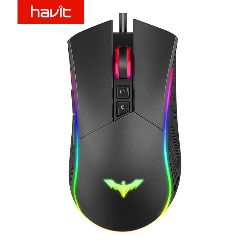 Havit RGB Gaming Mouse Wired Programmable Ergonomic USB Mice 4800 DPI 7 Buttons & 7 Color Backlit for PC Gamer Computer Desktop|Mice| - AliExpress