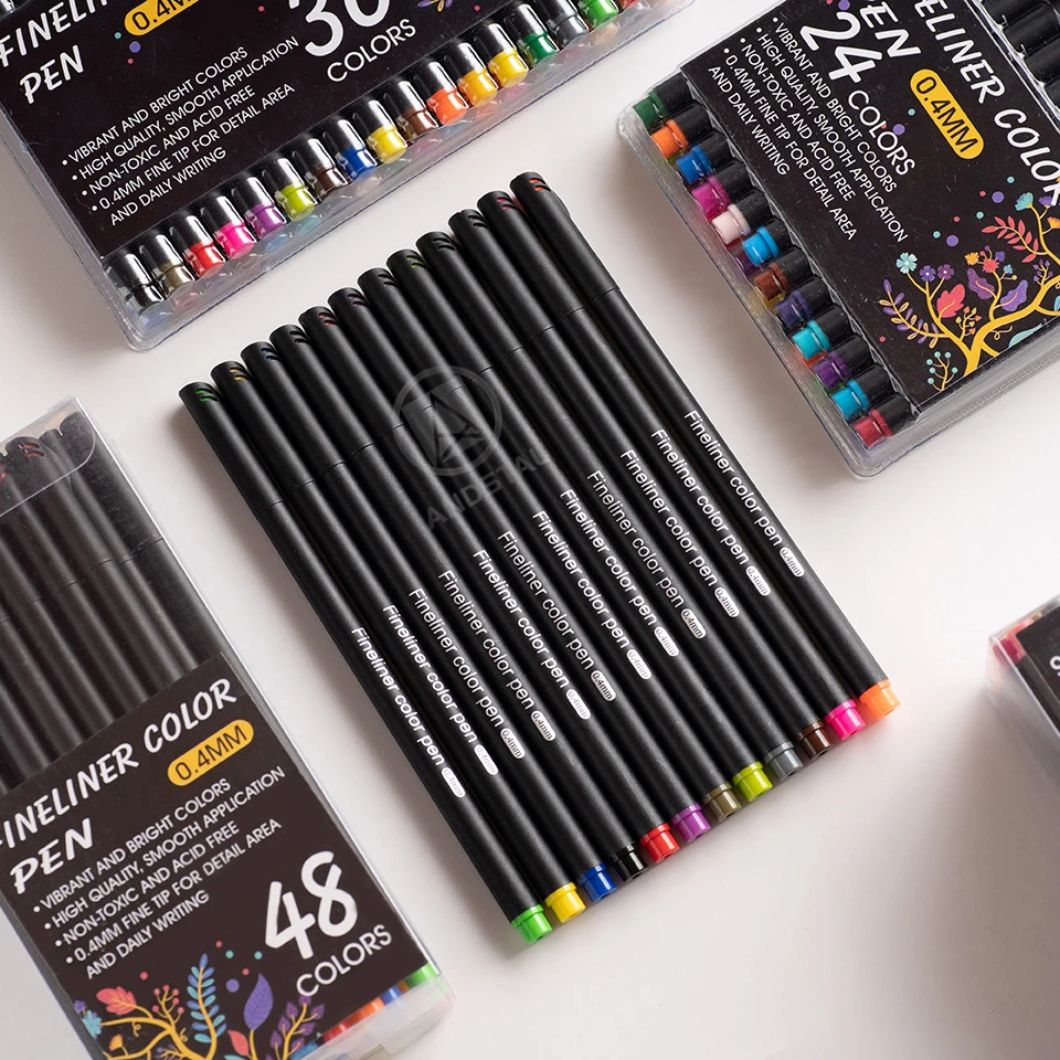 Andstal 60 cores linha fina desenho caneta conjunto 0.4mm fineliner marcador forro para caderno dos desenhos animados planejador de pintura escola canetas coloridas