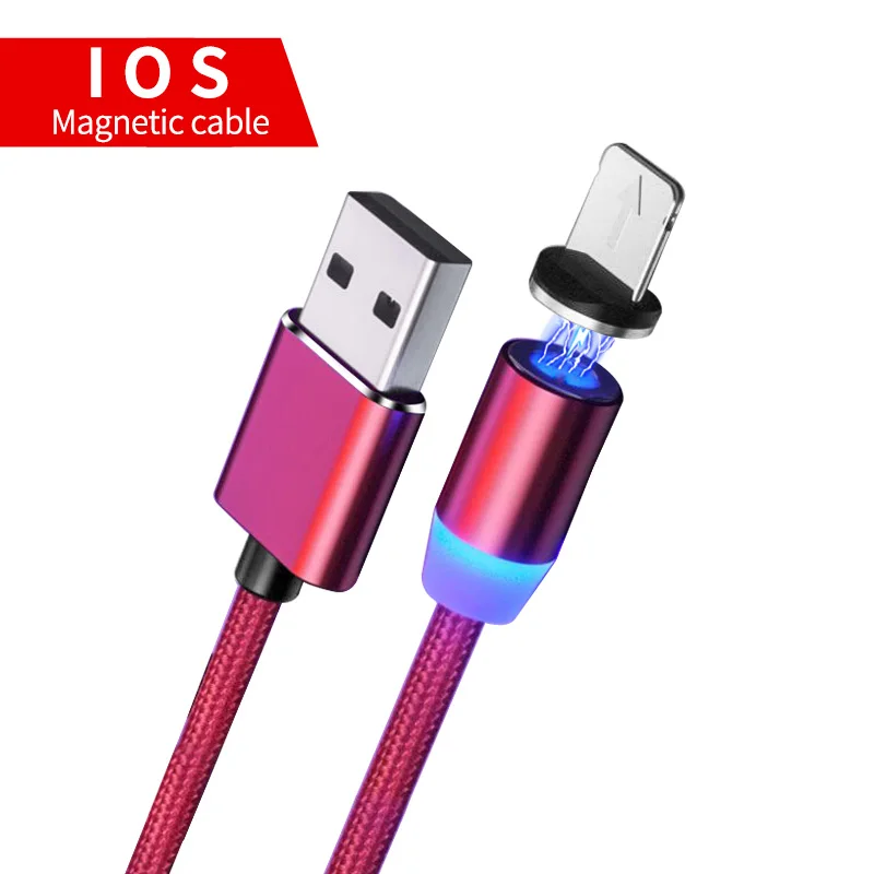 Магнитный зарядный кабель Olaf для быстрой зарядки Micro usb type C кабель для iPhone 11 samsung S7 Xiaomi huawei Магнитный провод для мобильного телефона - Цвет: IOS - Red