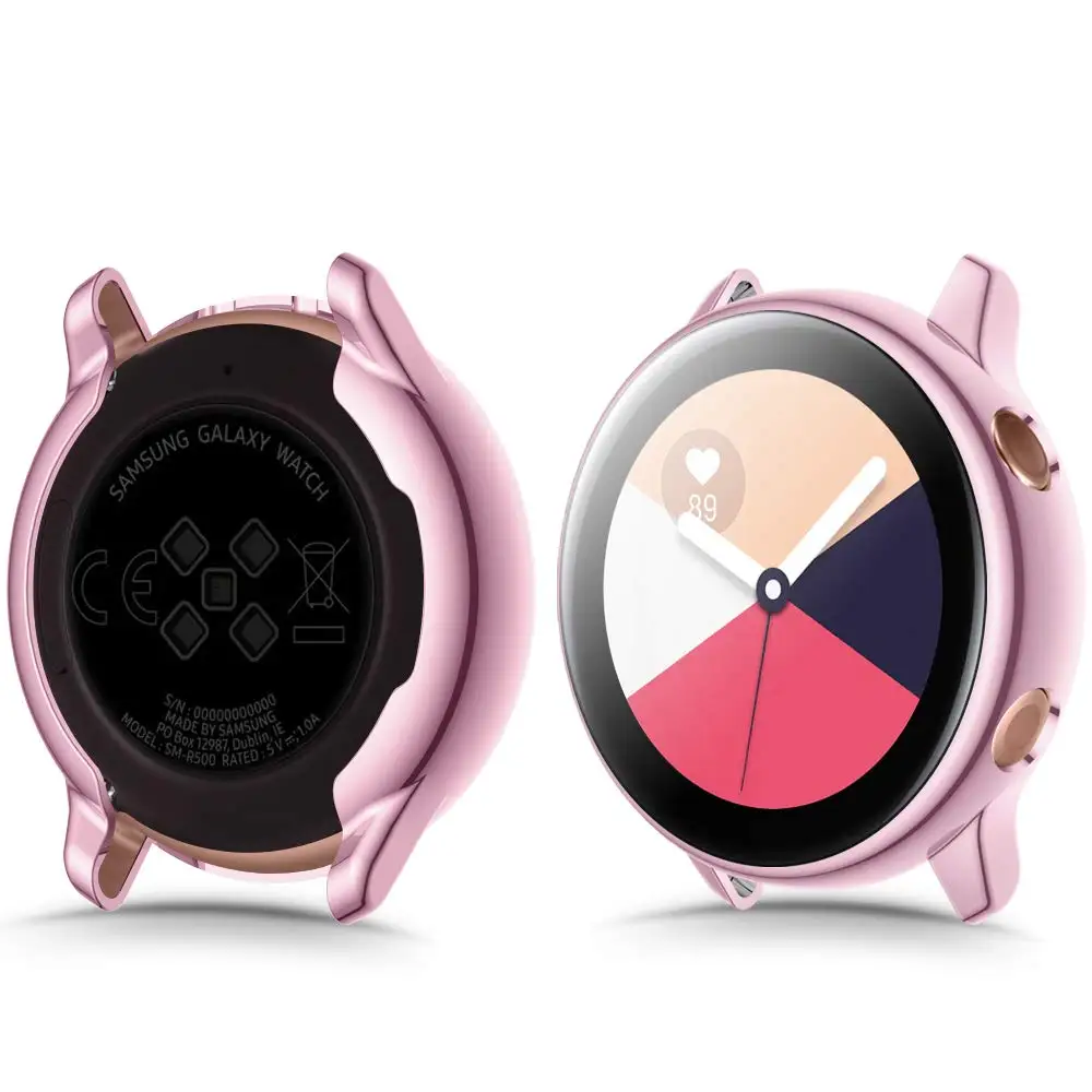 Защитная пленка для экрана+ чехол для samsung Galaxy watch active 2 44 мм 40 мм ТПУ Универсальная крышка бампер+ пленка для часов Active2 аксессуары - Цвет ремешка: Pink
