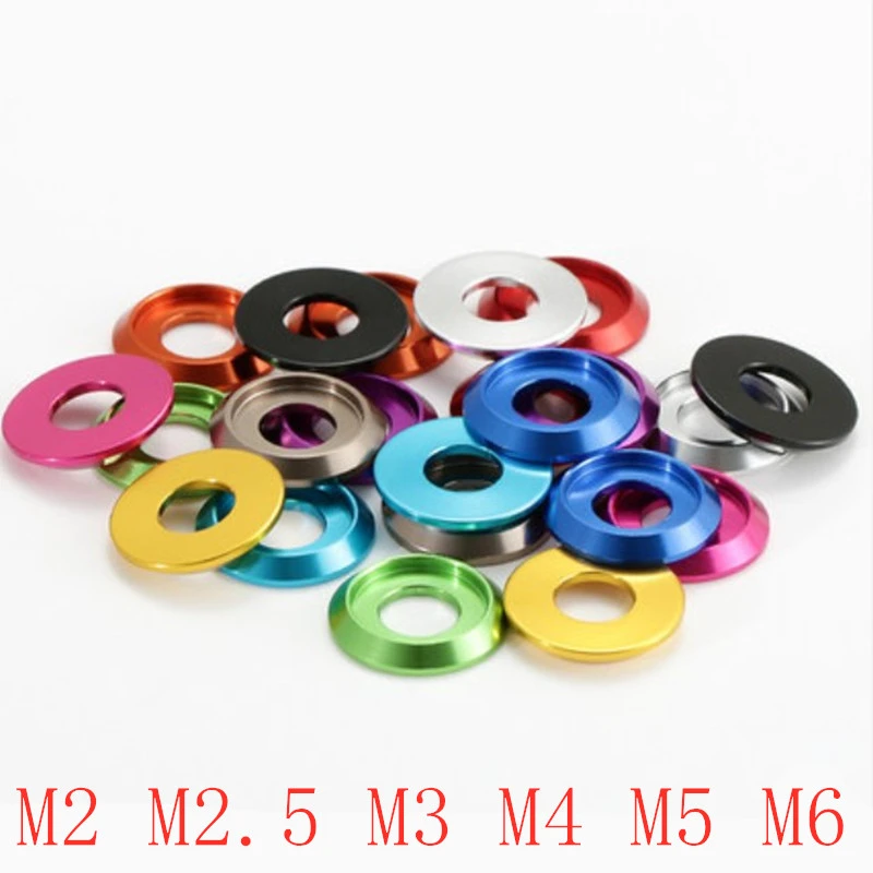 10pcs M2 M2.5 M3 M4 M5 M6 m8 colourful Aluminum cup head washer for