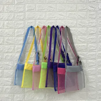 

25*24cm Colorful Sand Mesh Beach Pouch Storage Bags Children Kids Mini Beach Bag for Sea Shell Organizer