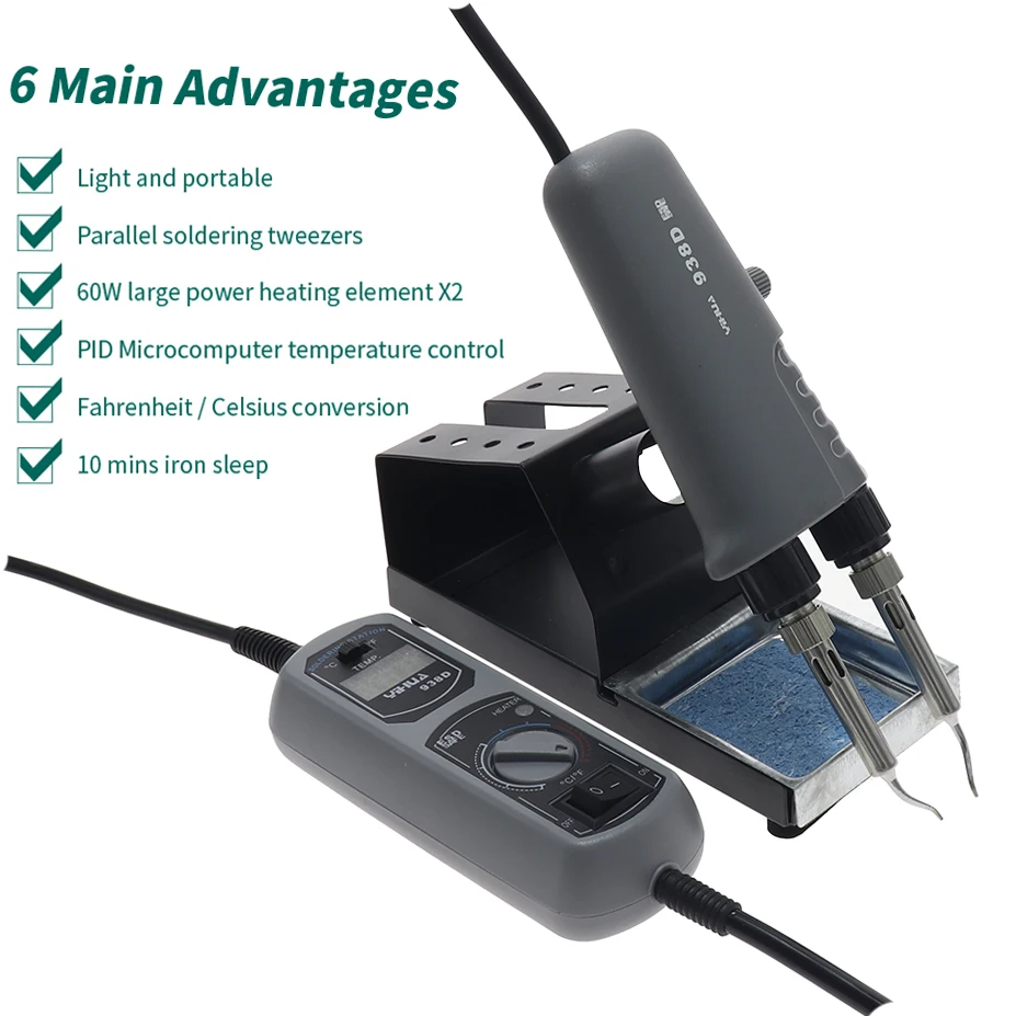 YIHUA 938D 110V / 220V EU US/GB/разъем АС портативный термопинцеты Мини паяльная станция