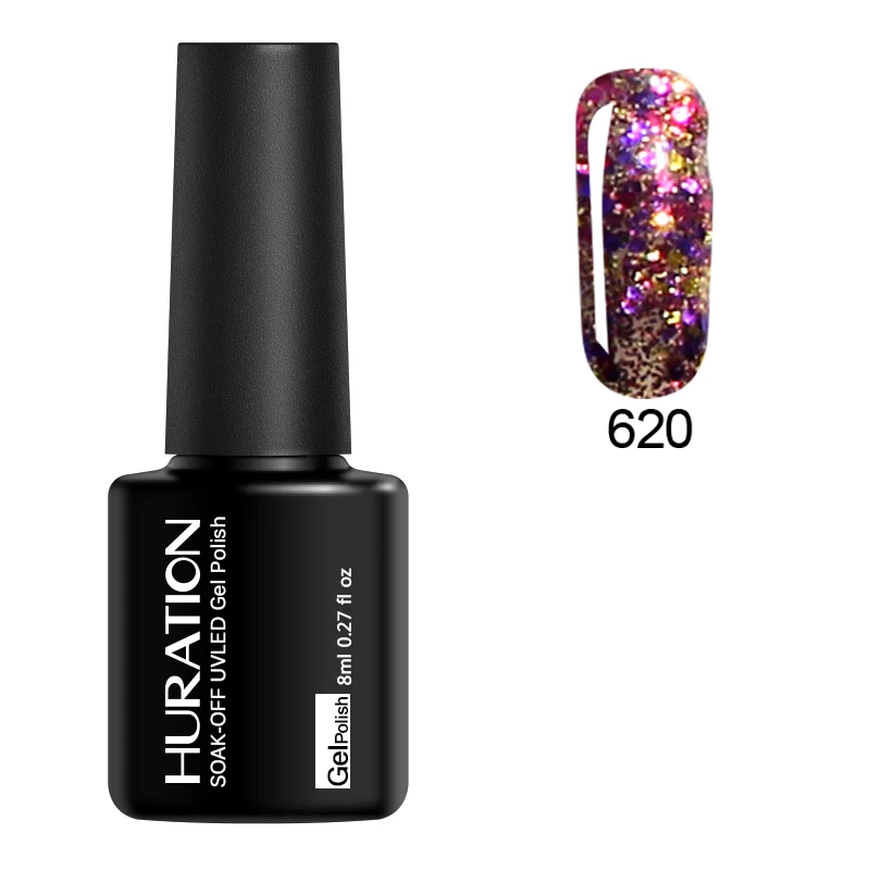 Huration Soak Off Diamond 8 мл Блестящий лак 20 красочных блестящих гелей для ногтей УФ светодиодный светильник гель лак для ногтей - Цвет: 620