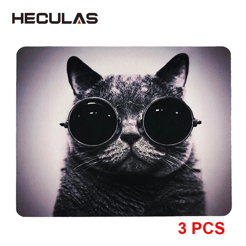 HECULAS 3 шт. коврик для мыши Нескользящая Милая картинка с кошкой резиновый коврик для мыши 21x26 см для оптическая лазерная мышка геймер Коврик для мыши