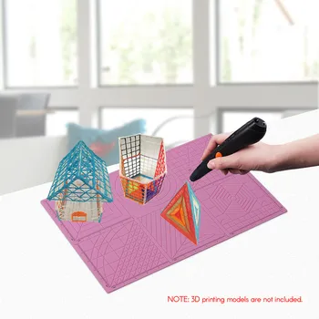 

Multi Purpose 3D Printing Pen Template Soft Silicone Mat 3D Drawing Templates Copy Board with 2PCS Fingerstalls