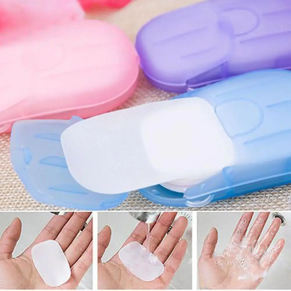 20PCS Travel Soap Paper Washing Hand Bath Clean Scented Slice Sheets 20pcs Disposable Boxe Soap Portable Mini Paper Soap