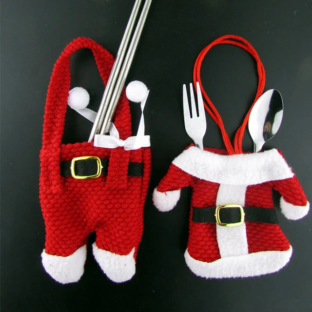 Новогоднее Рождественское украшение, семейная одежда для снеговиков, Рождественский Санта Клаус, набор столовых приборов, сумка, носки Декоративные Чехлы для стула - Цвет: 7